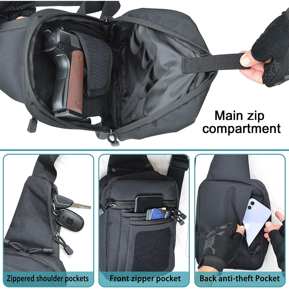 กระเป๋าสะพายข้างสำหรับปืนพกแบบ - Edc Concealed Carry Sling Bag บทวิจารณ์และราคา